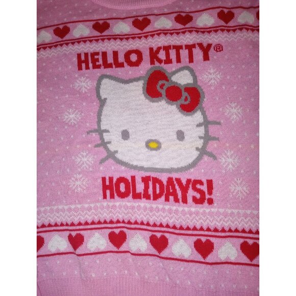 Hello Kitty Holiday Sweater Girls Size Medium 7/8 Pink Long Sleeves New with Tag - Picture 1 of 5